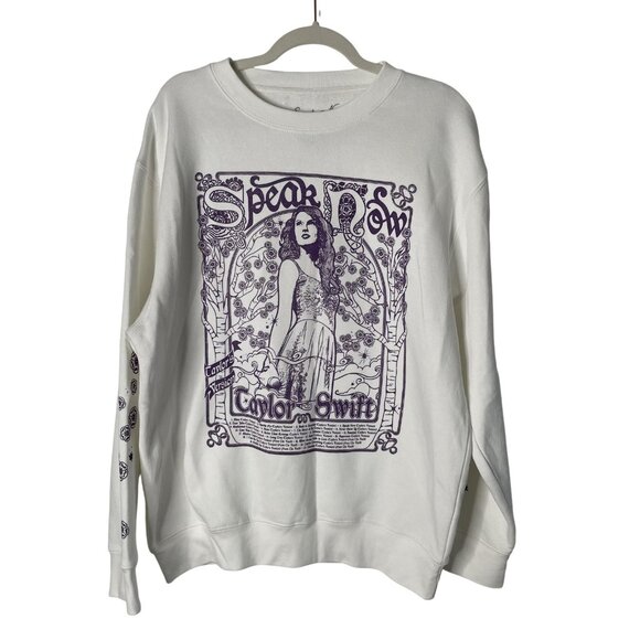 Taylor Swift Sweatshirt Womens Large White Speak Now Taylor's Version Crewneck - Picture 1 of 8
